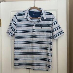 johnnie-O Blue and White Striped Polo Shirt
